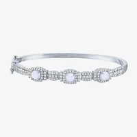 Lab-Created Opal And Cubic Zirconia Pure Silver Over Brass 4Pc Set