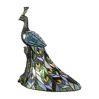 Dale Tiffany 15.5" Turquoise Kingsley Tiffany Peacock Glass Table Lamp