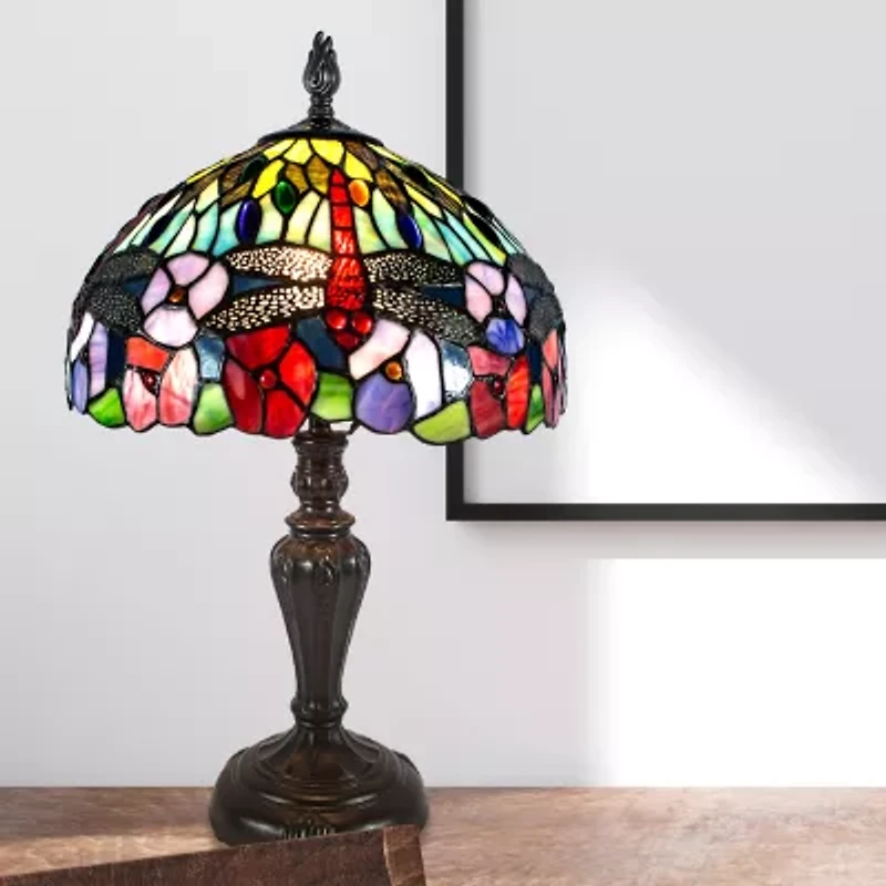 Dale Tiffany 20" Catalina Dragonfly Tiffany Glass Table Lamp