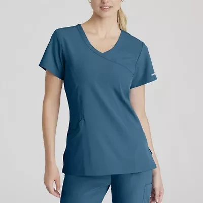 Skechers Sk102 Reliance 3-Pocket Crossover Womens Plus Tall V Neck Short Sleeve Stretch Fabric Moisture Wicking Scrub Top