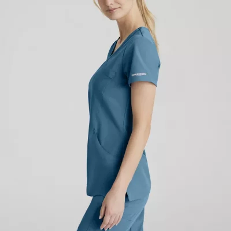 Skechers Sk102 Reliance 3-Pocket Crossover Womens Plus Tall V Neck Short Sleeve Stretch Fabric Moisture Wicking Scrub Top