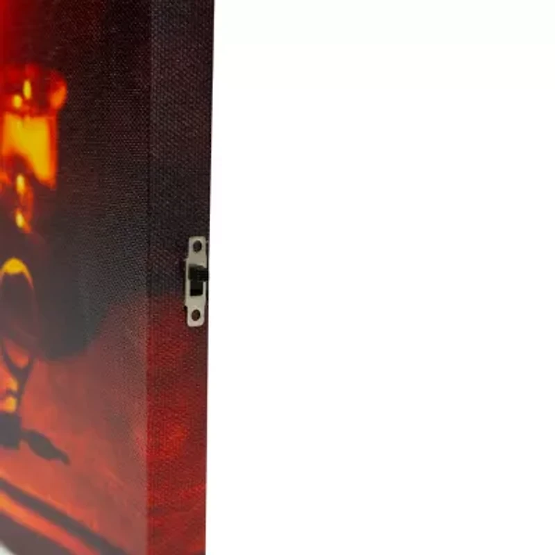 LED Lighted Skull by Flickering Candlelight Halloween Canvas Wall Art 12in x 15.75in