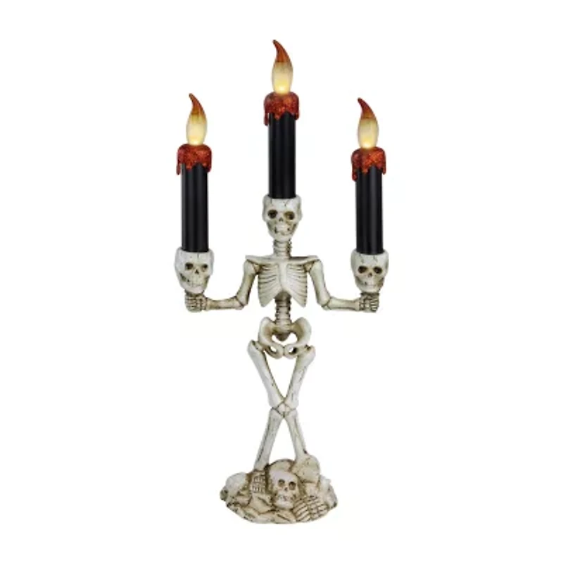 14.5'' Dripping Candle Skeleton Halloween Candelabra