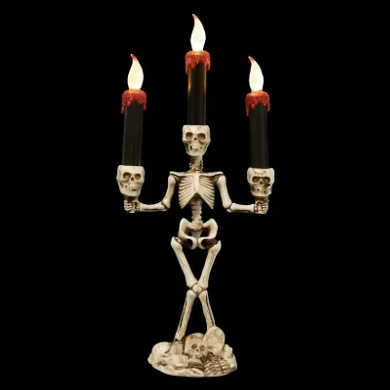 14.5'' Dripping Candle Skeleton Halloween Candelabra