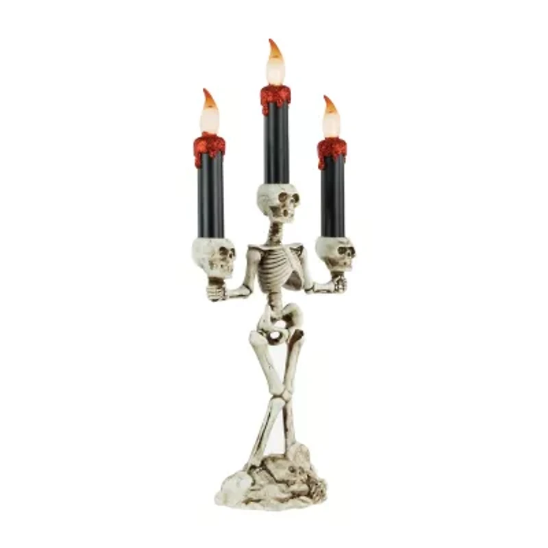 14.5'' Dripping Candle Skeleton Halloween Candelabra