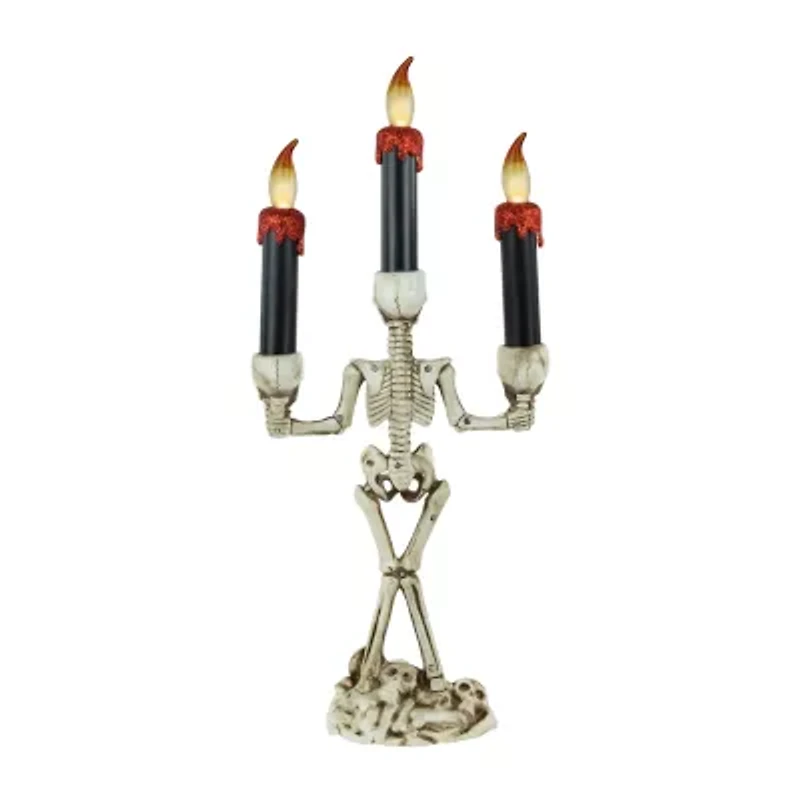 14.5'' Dripping Candle Skeleton Halloween Candelabra