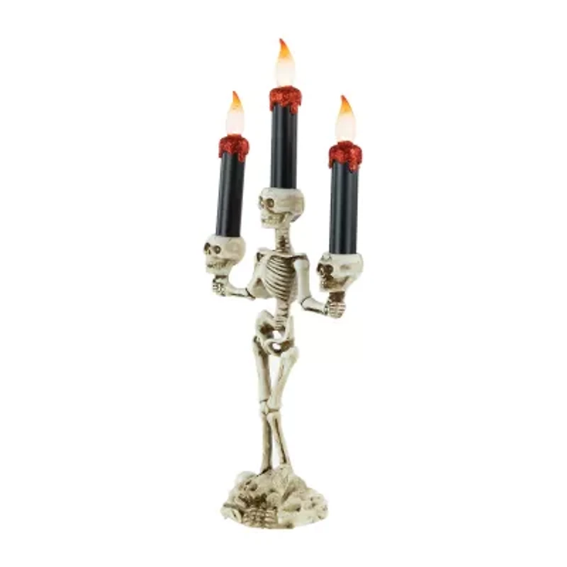 14.5'' Dripping Candle Skeleton Halloween Candelabra