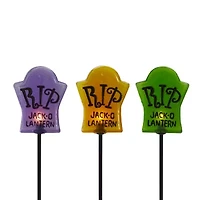 Set of 3 Tombstone Halloween Pathway Markers - 3.5ft Black Wire