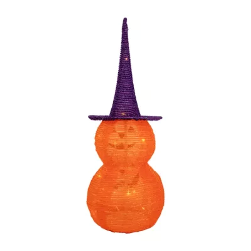 30'' Pop Up Lighted Tinsel Stacked Jack-O-Lanterns Halloween Decoration