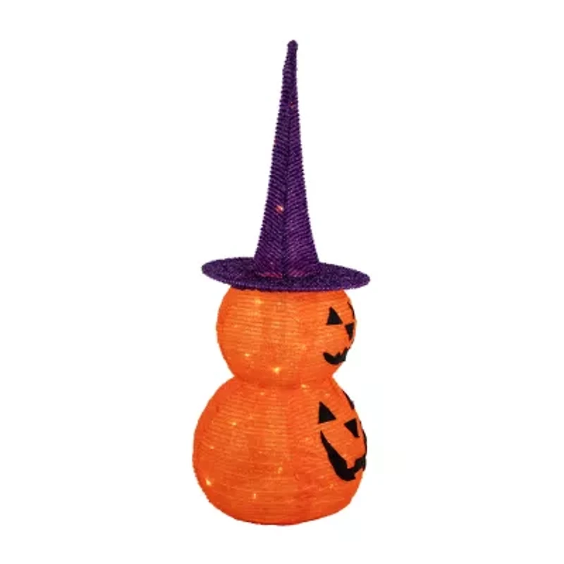 30'' Pop Up Lighted Tinsel Stacked Jack-O-Lanterns Halloween Decoration