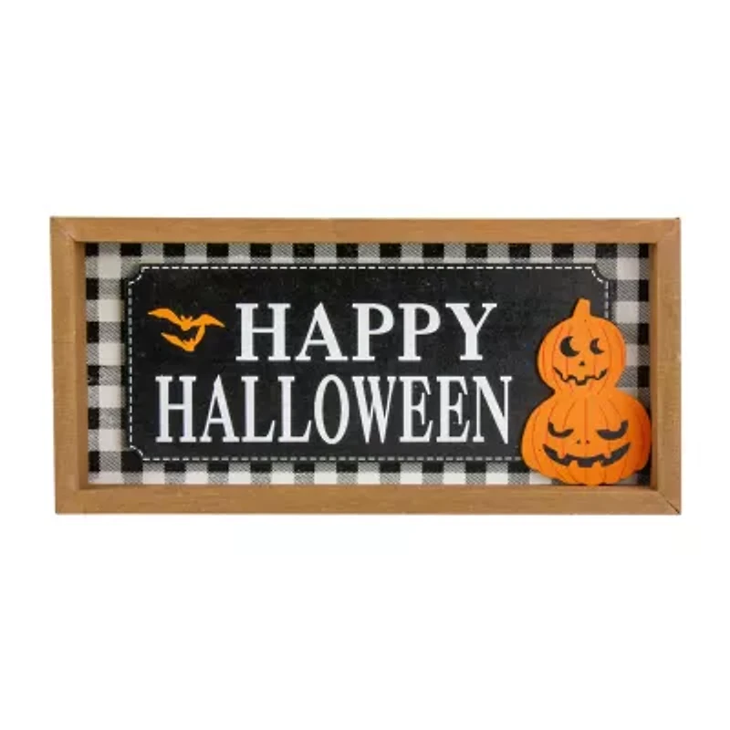 Set of 2 Happy Halloween Wooden Shadow Box Plaques