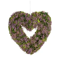 Northlight 14.5in Purple Moss And Green Twig Valentine'S Day Heart Wreath
