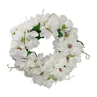 Northlight 24in Magnolias Unlit Wreath