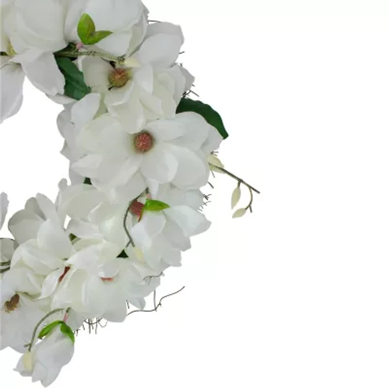 Northlight 24in Magnolias Unlit Wreath