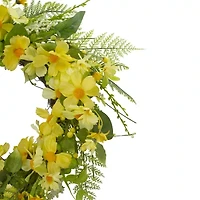 Northlight 23in Daisy Berry Yellow Green Wreath