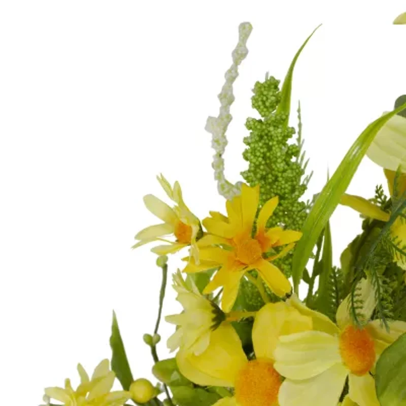 Northlight 23in Daisy Berry Yellow Green Wreath