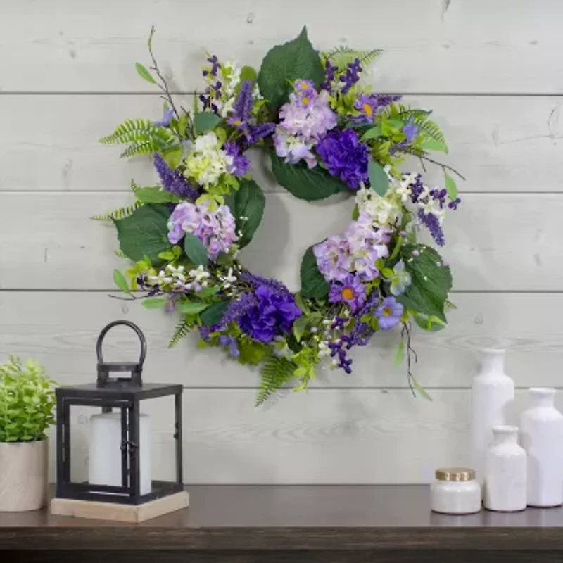 Northlight 26in Hydrangea And Foliage Floral Twig Wreath