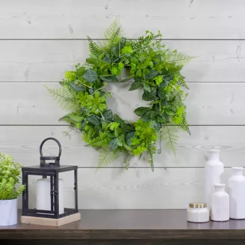 Northlight 24in Maidenhair Fern And Assorted Wreath