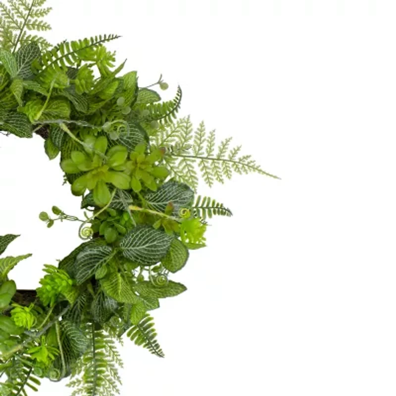 Northlight 24in Maidenhair Fern And Assorted Wreath