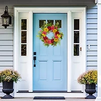 Northlight 23in Chrysanthemum And Daisy Floral Wreath