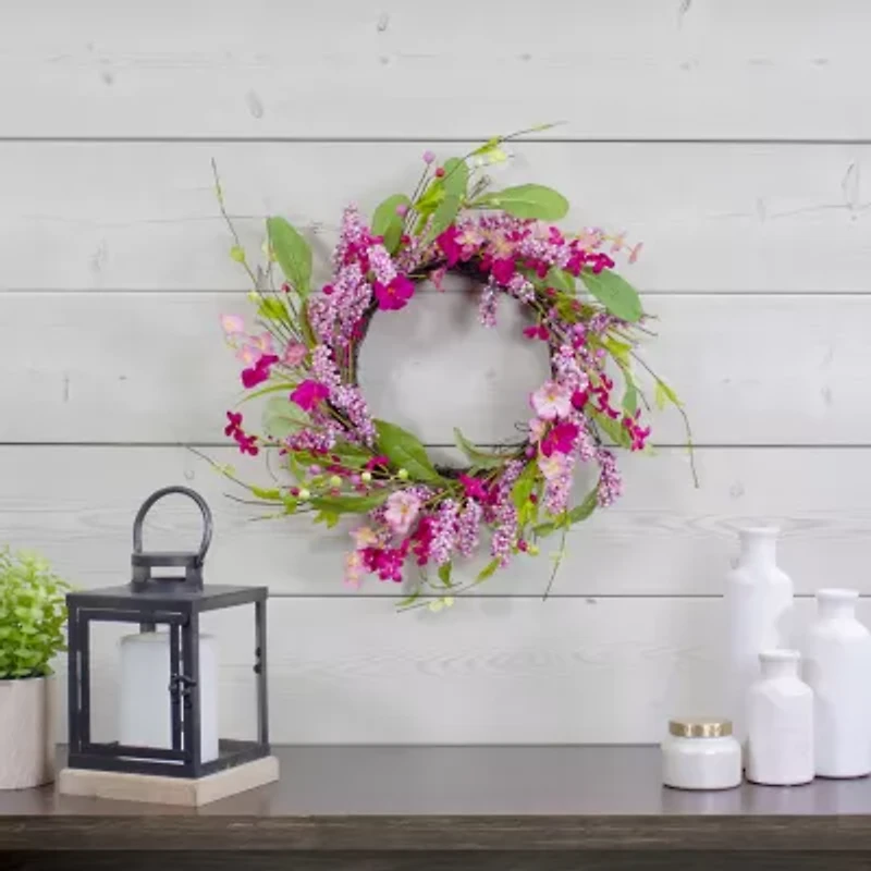 Northlight 18in Geranium And Berry Spring Floral Wreath
