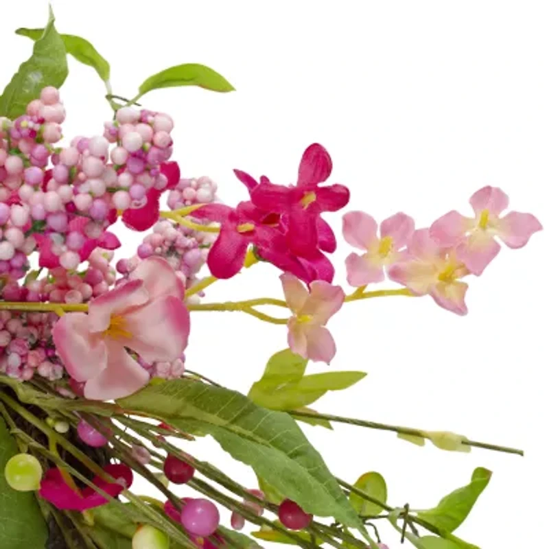 Northlight 18in Geranium And Berry Spring Floral Wreath