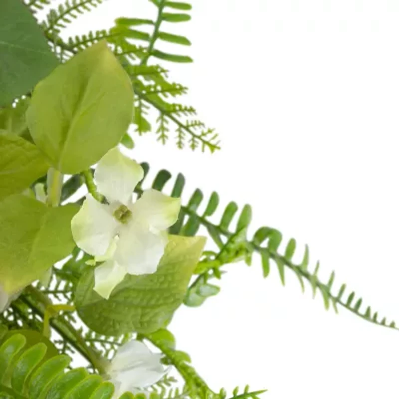 Northlight 24in Rose And Peony Fern Floral Wreath