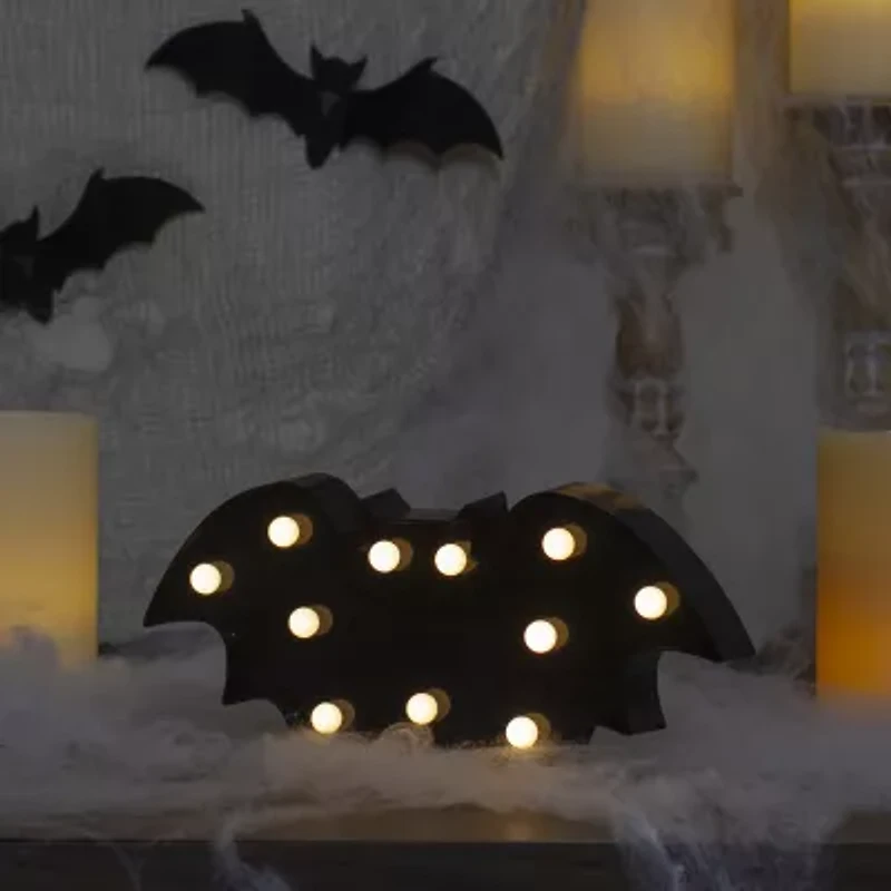 Northlight 12in Led Black Bat Marquee Lights