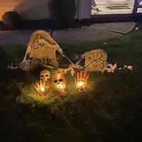 Northlight 8.5in Prelit Spooky Town Orange Skull Halloween Yard Art