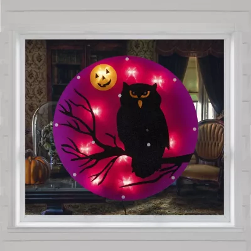 Northlight 13.75in Lighted Black Owl Silhouette Decorative Lantern