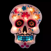 Northlight 15in Lighted Day Of The Dead Sugar Skull Decorative Lantern
