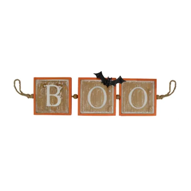 Northlight 27.5in Beige And Orange Boo Hanging Banner Wall Art Set