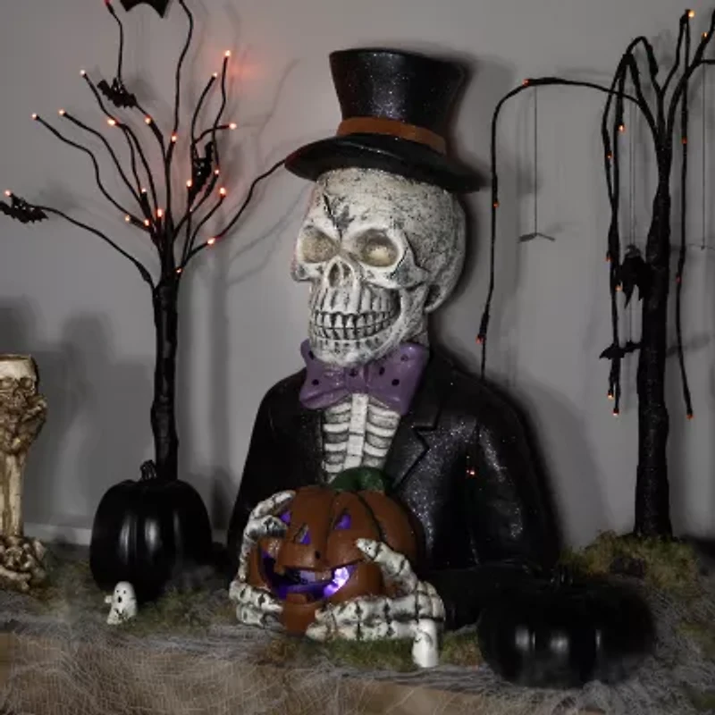 Northlight 23.5in Led Skeleton With Jack-O-Lantern Halloween Tabletop Decor