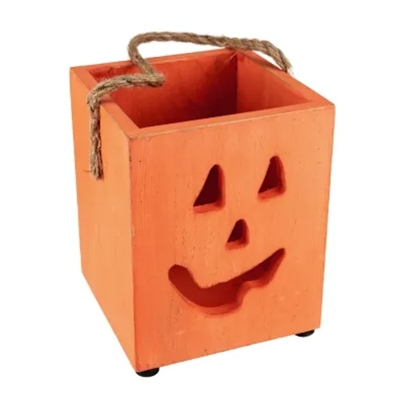 Northlight 6.25in Small Orange Wood Jack O Lantern Halloween Tabletop Decor