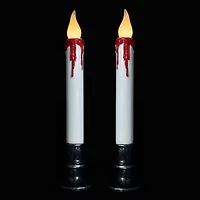 Northlight 9in Led White And Red Candles 2-pc. Lighted Halloween Tabletop Decor