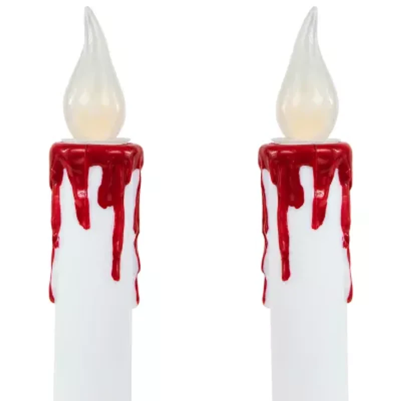 Northlight 9in Led White And Red Candles 2-pc. Lighted Halloween Tabletop Decor