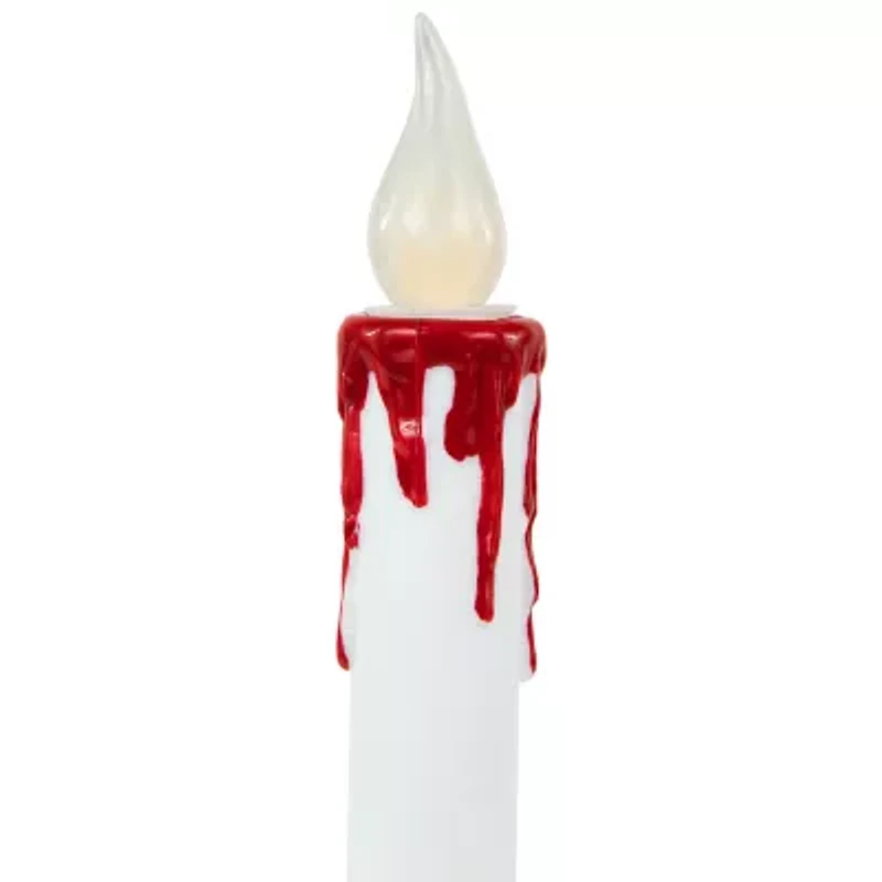 Northlight 9in Led White And Red Candles 2-pc. Lighted Halloween Tabletop Decor