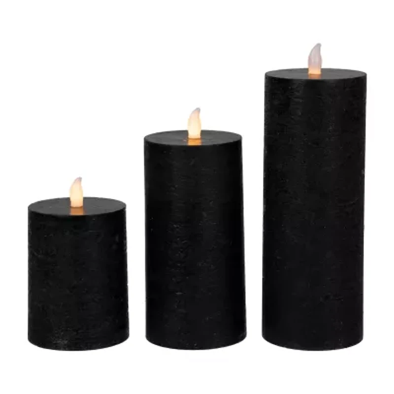 Northlight 8in Black Flickering Led 3-pc. Flameless Candle