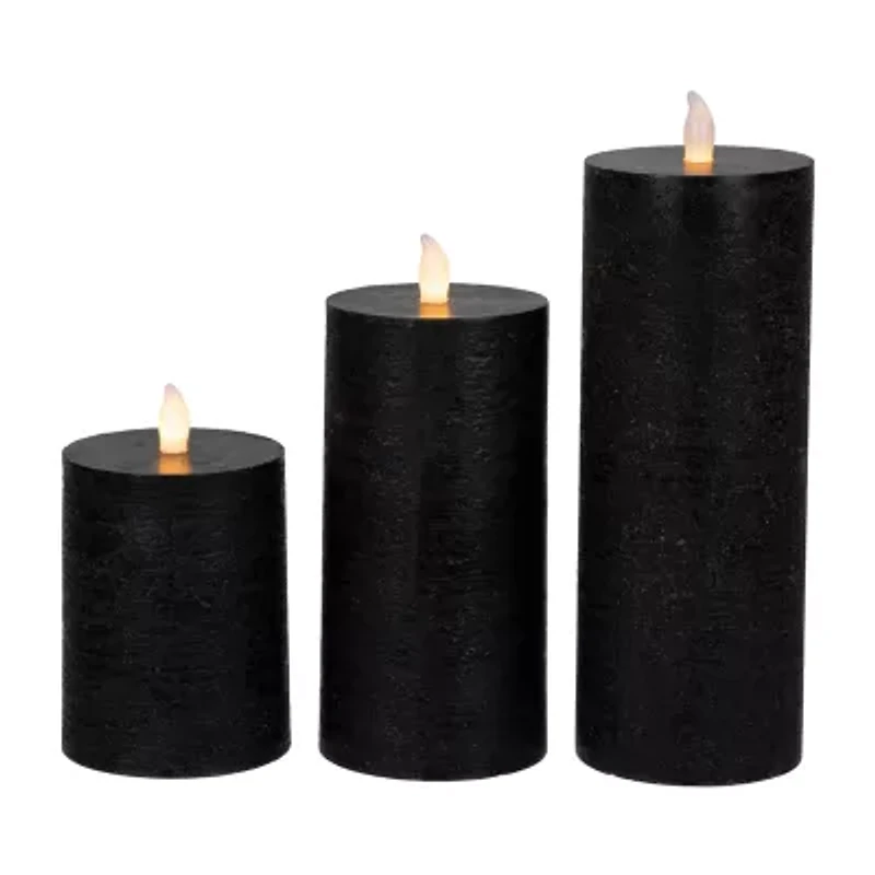 Northlight 8in Black Flickering Led 3-pc. Flameless Candle