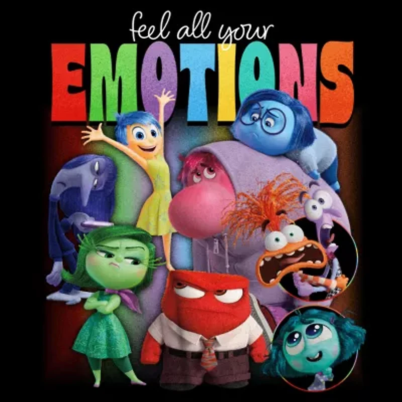 Inside Out 2 Feel Your Emotions Oversized Tee Womens Crew Neck Short Sleeve Juniors Graphic T-Shirt