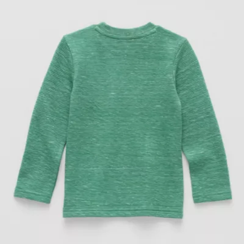 Okie Dokie Textured Knit Toddler & Little Boys Crew Neck Long Sleeve T-Shirt