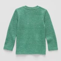 Okie Dokie Textured Knit Toddler & Little Boys Crew Neck Long Sleeve T-Shirt