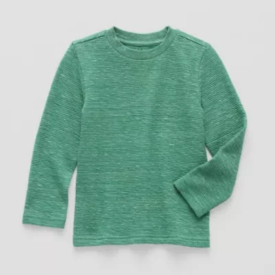 Okie Dokie Textured Knit Toddler & Little Boys Crew Neck Long Sleeve T-Shirt