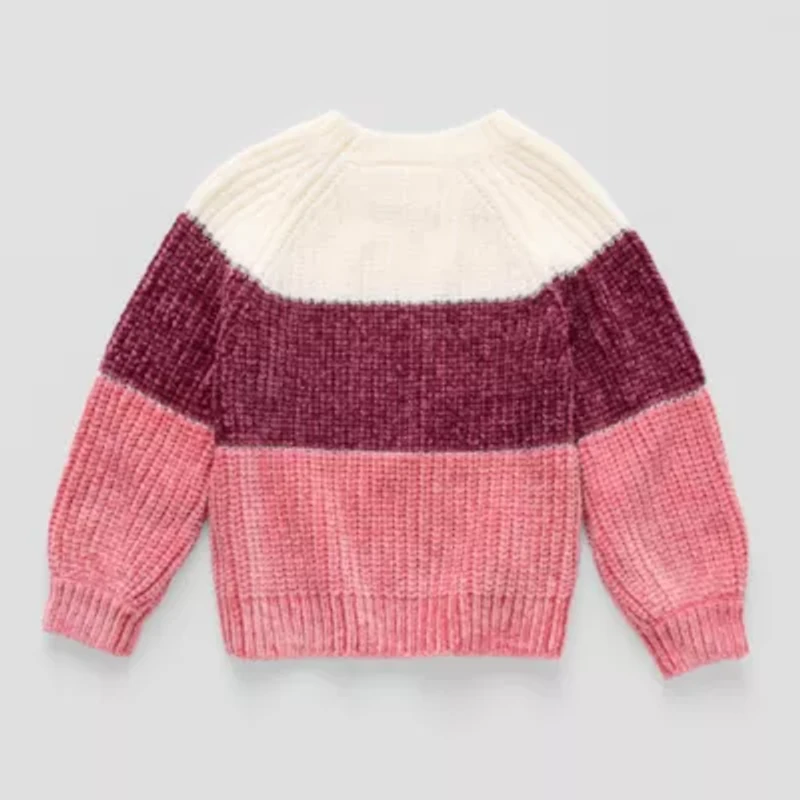 Okie Dokie Toddler & Little Girls Crew Neck Long Sleeve Pullover Sweater
