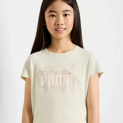 PUMA Big Kid Girls Crew Neck Short Sleeve Regular Fit Graphic T-Shirt