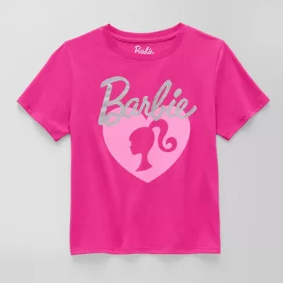 Little & Big Kid Girls Crew Neck Short Sleeve Regular Fit Barbie Graphic T-Shirt