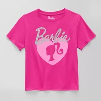 Little & Big Kid Girls Crew Neck Short Sleeve Regular Fit Barbie Graphic T-Shirt