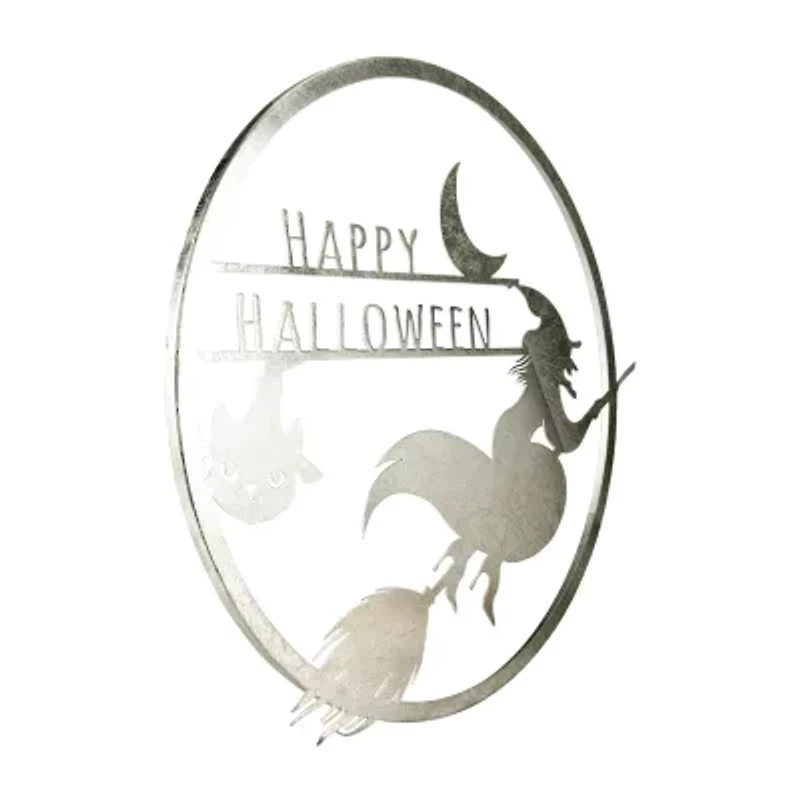 Northlight 17in Silver Flying Witch Wall Sign