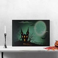 Northlight Led Eerie Chuch In Cemetery Canvas Art
