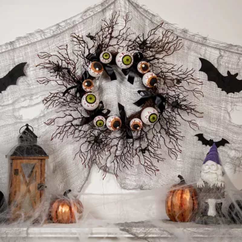 Northlight 24in Eyeballs And Spiders Twig Wreath